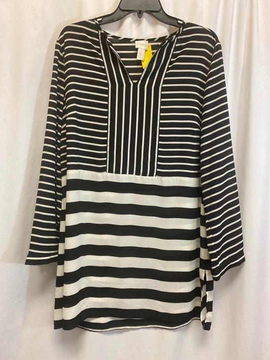 Top Long Sleeve By Chicos In Black & White, Size: L