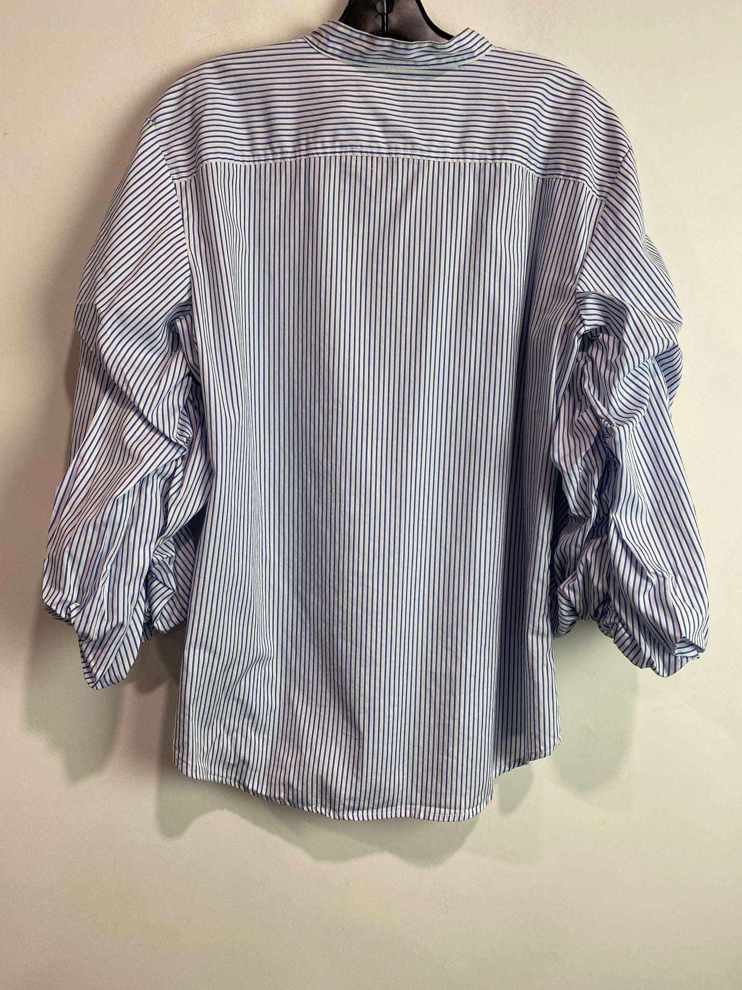 Top Long Sleeve By Ralph Lauren In Blue & White, Size: L