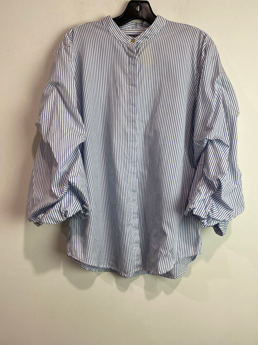 Top Long Sleeve By Ralph Lauren In Blue & White, Size: L