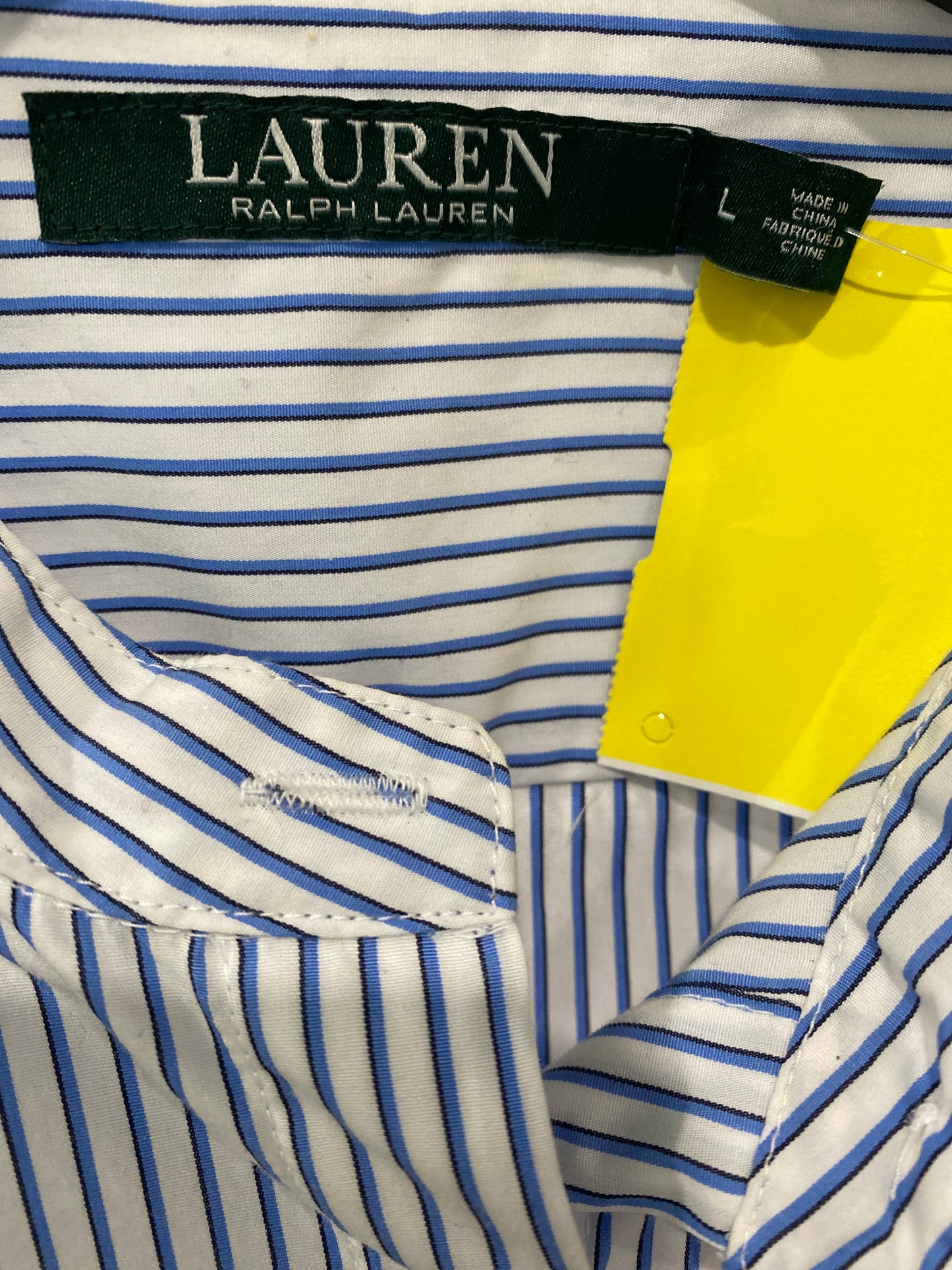 Top Long Sleeve By Ralph Lauren In Blue & White, Size: L