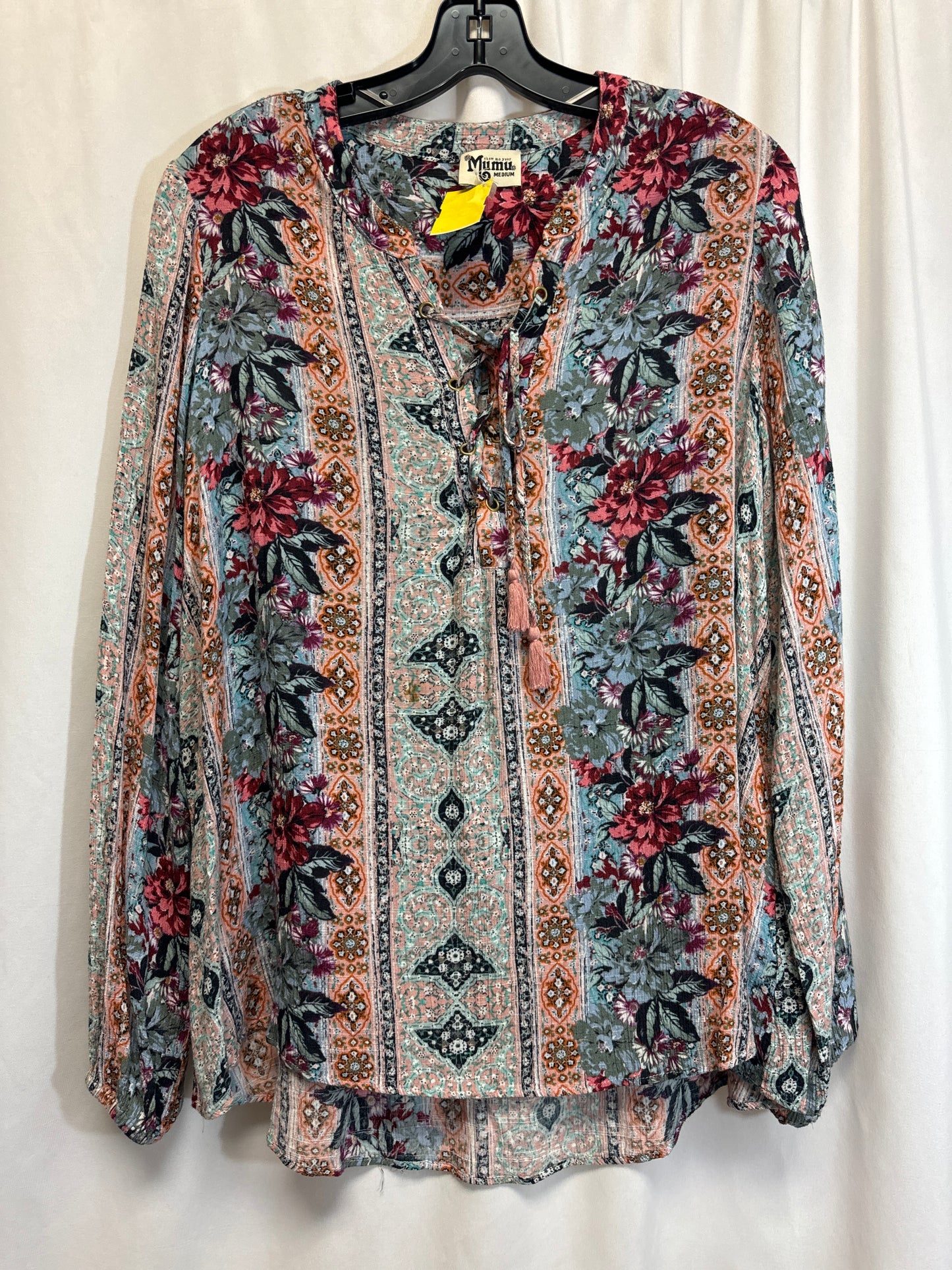 Top Long Sleeve By Mumu In Teal, Size: M