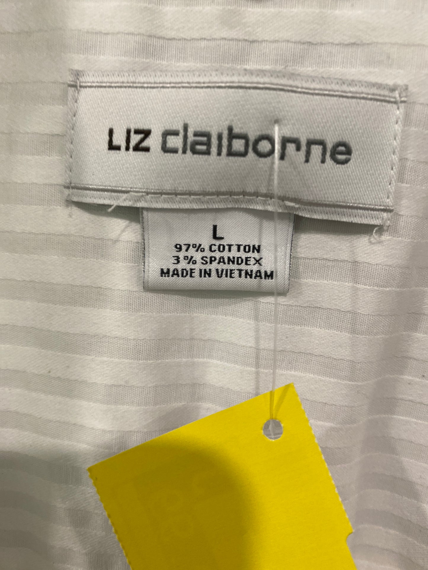 Top Long Sleeve By Liz Claiborne In White, Size: L