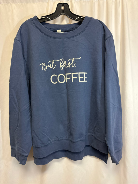 Sweatshirt Crewneck By Green Tea In Blue, Size: 1x