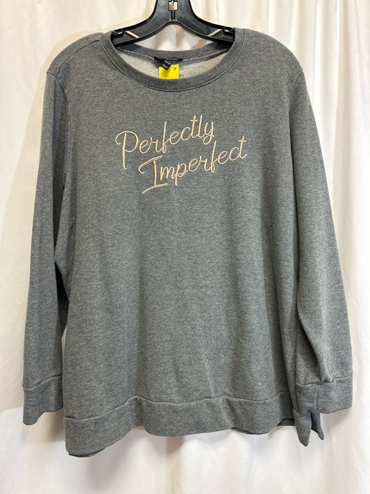 Sweatshirt Crewneck By Lane Bryant In Grey, Size: 1x