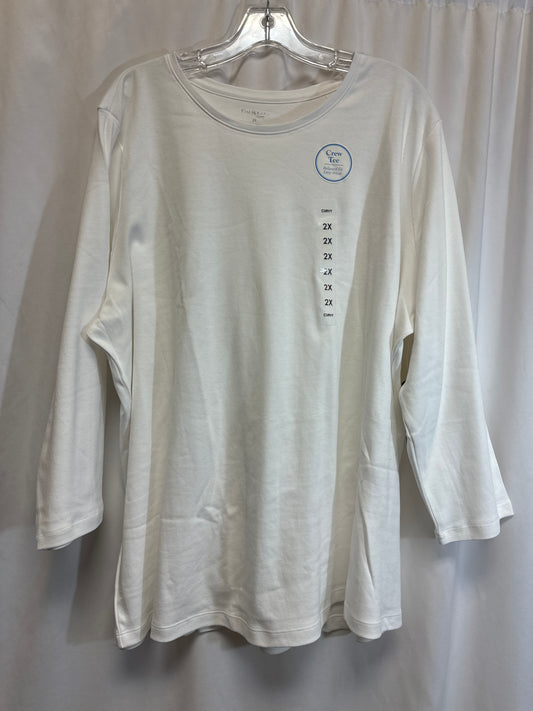 Top Long Sleeve By Kim Rogers In White, Size: 2x