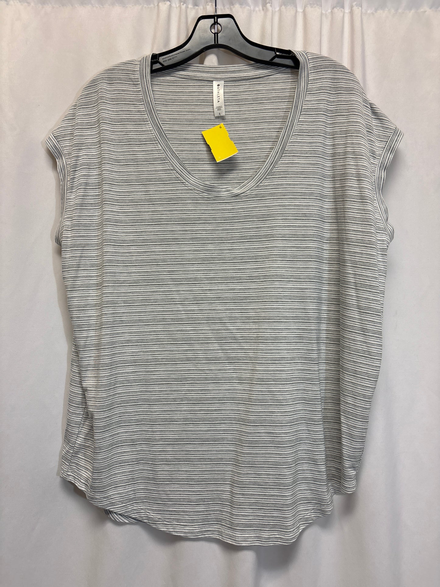 Athletic Top Short Sleeve By Athleta In Grey, Size: L