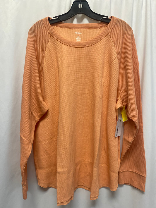 Top Long Sleeve By Sonoma In Peach, Size: 2x