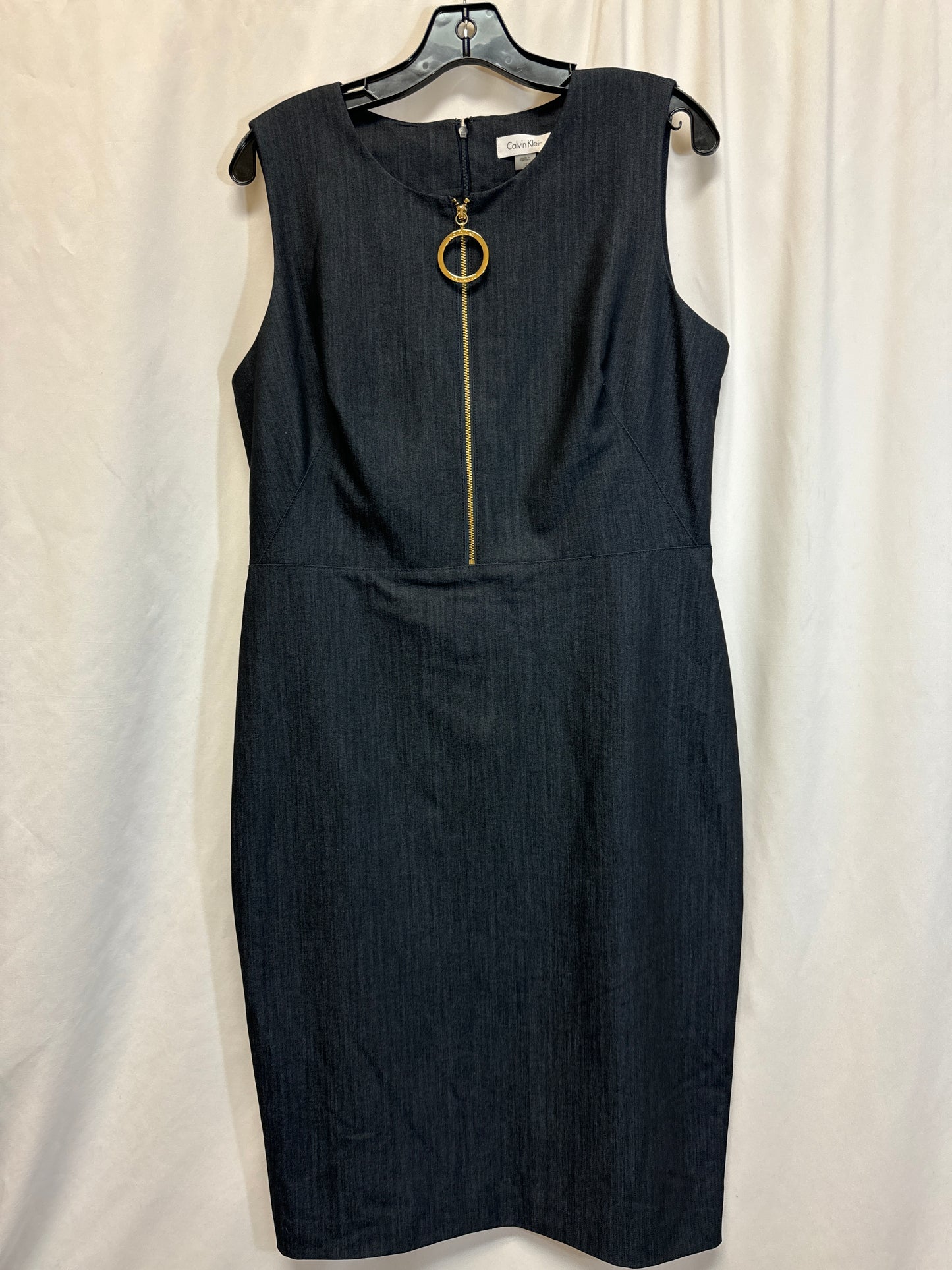 Dress Casual Midi By Calvin Klein In Navy, Size: L