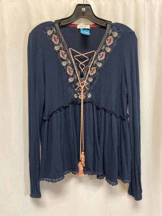 Top Long Sleeve By Taylor & Sage In Navy, Size: L