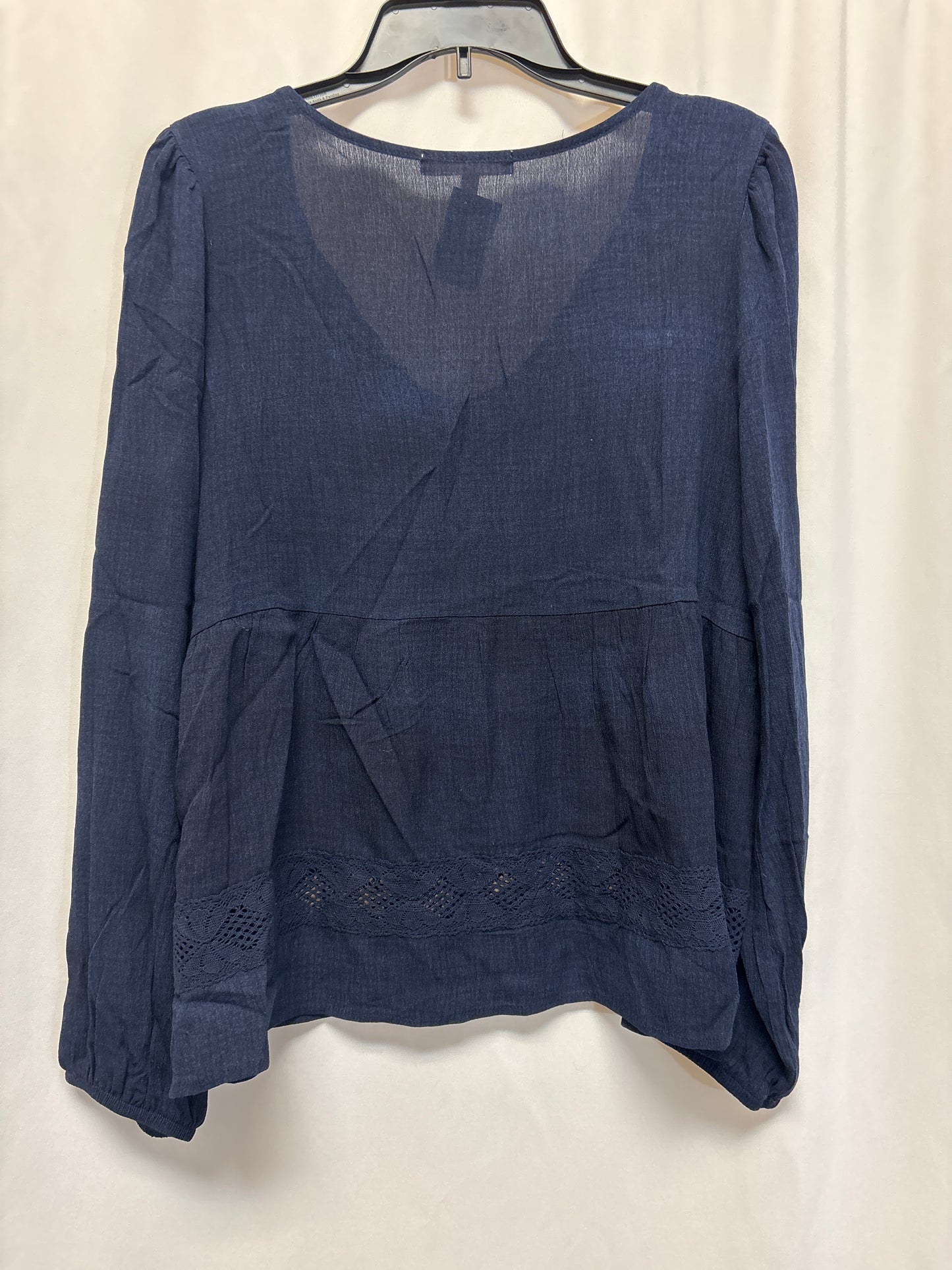 Top Long Sleeve By Rewind In Blue, Size: Xl