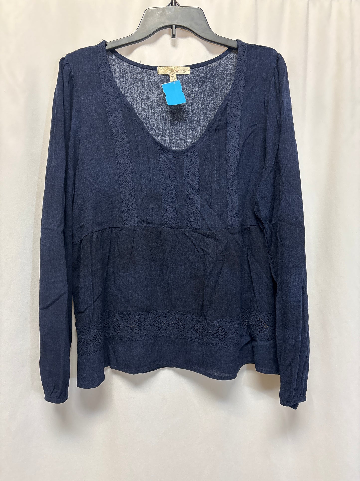 Top Long Sleeve By Rewind In Blue, Size: Xl