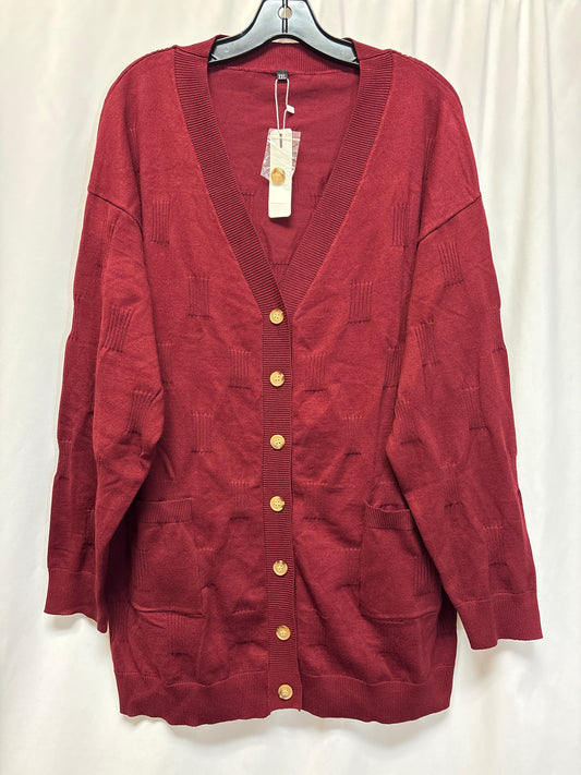 Cardigan By Clothes Mentor In Maroon, Size: Xxl