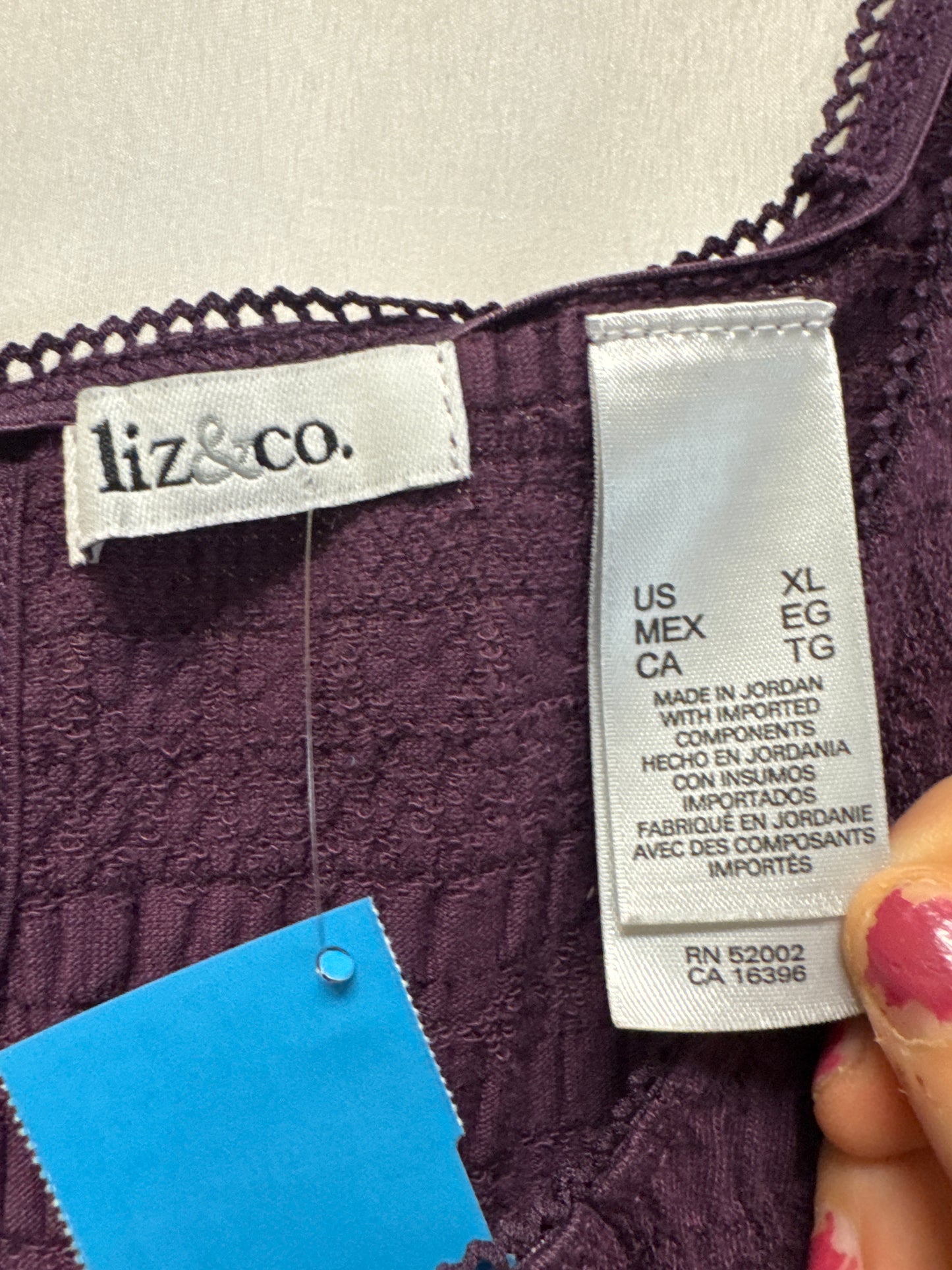 Top Short Sleeve By Liz And Co In Purple, Size: Xl