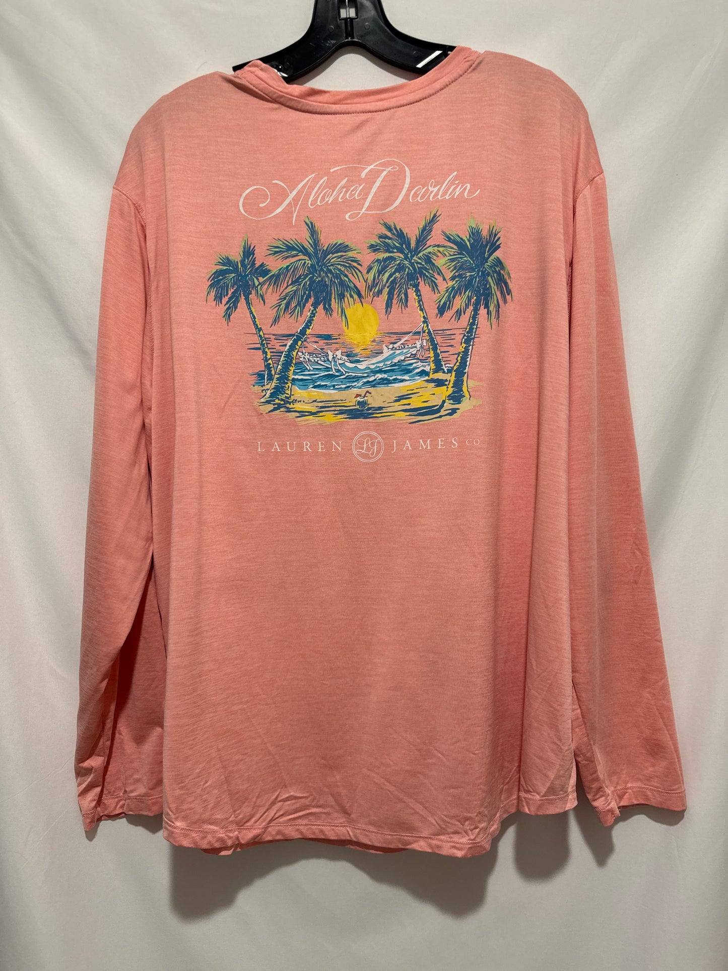 Top Long Sleeve By Lauren James In Pink, Size: Xxl