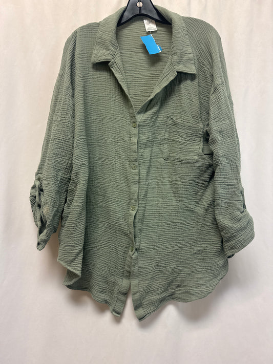 Top Long Sleeve By Kona Sol In Green, Size: Xl