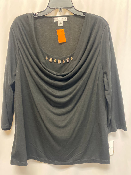 Top Long Sleeve By Sag Harbor In Black, Size: 1x