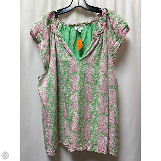 Top Sleeveless By Crown And Ivy In Green & Pink, Size: 1x