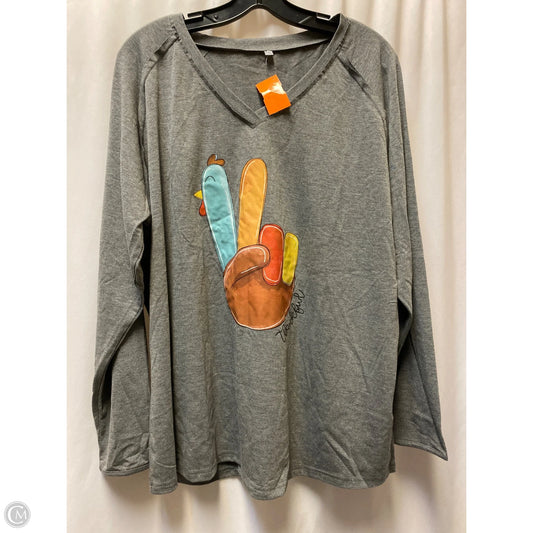 Top Long Sleeve By Clothes Mentor In Grey, Size: 2x