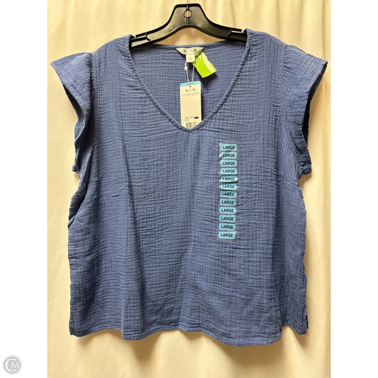 Top Short Sleeve By Three Dots In Blue, Size: L