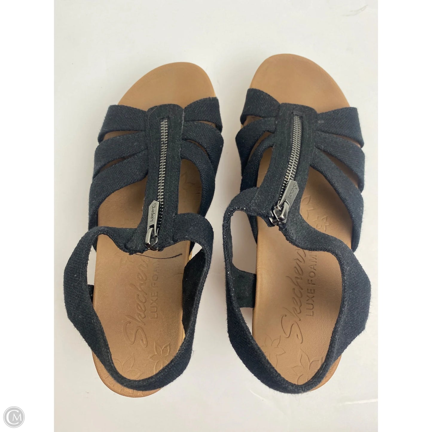 Sandals Heels Block By Skechers In Black, Size: 8