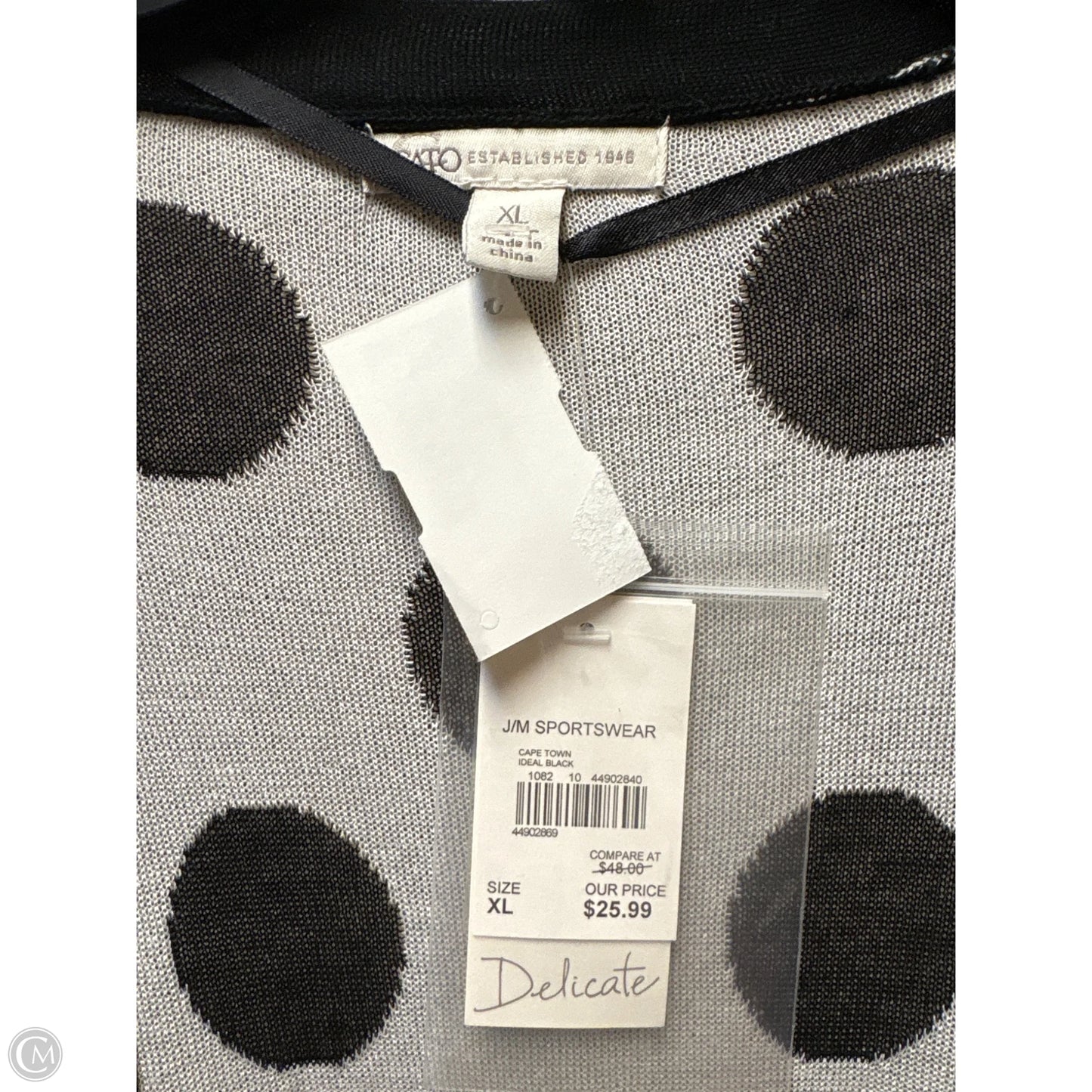 Cardigan By Cato In Black & White, Size: Xl