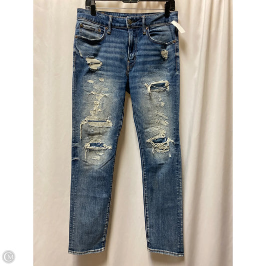 Jeans Straight By American Eagle In Blue Denim, Size: 12
