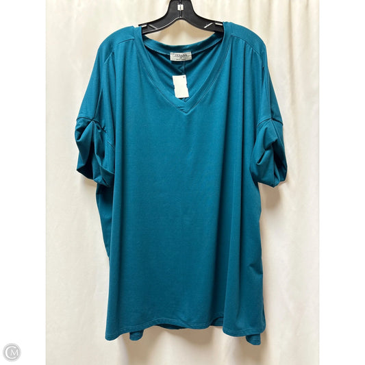 Top Short Sleeve By Zenana Outfitters In Teal, Size: 2x