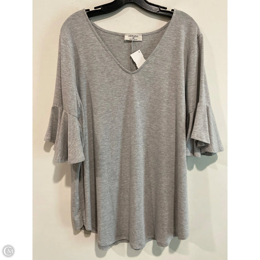 Top Short Sleeve By Zenana Outfitters In Grey, Size: 2x
