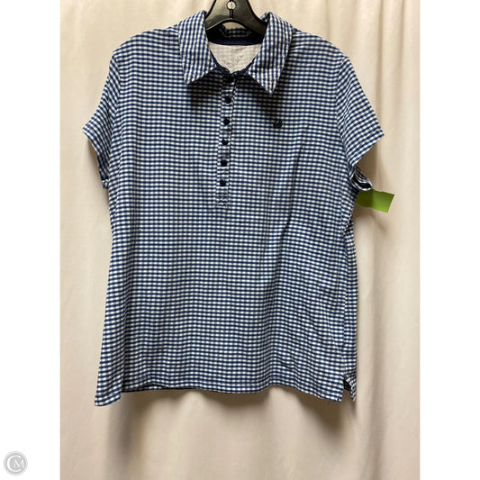 Top Short Sleeve By Gloria Vanderbilt In Blue & White, Size: Xl