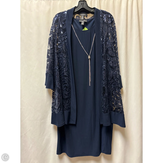 Dress Casual Midi By R And M Richards In Navy, Size: Xl