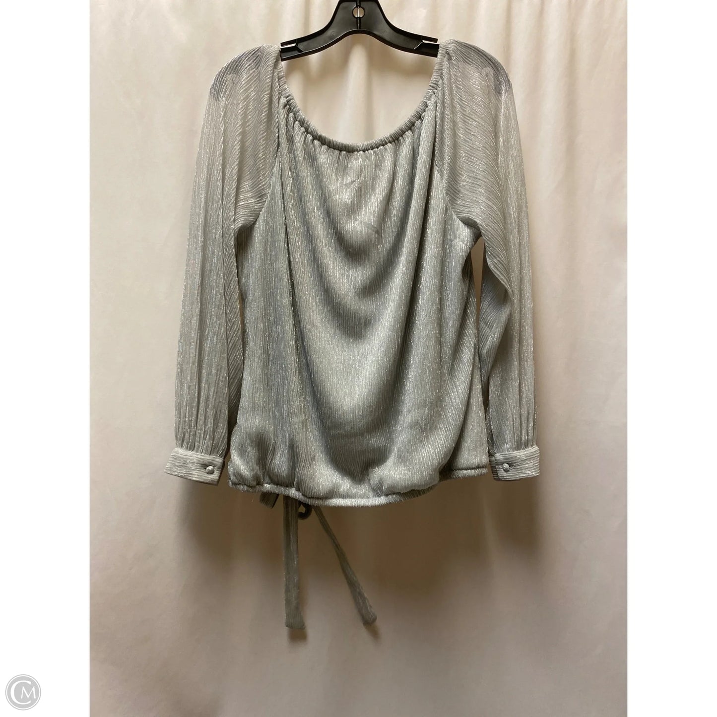 Top Long Sleeve By Cece In Silver, Size: L
