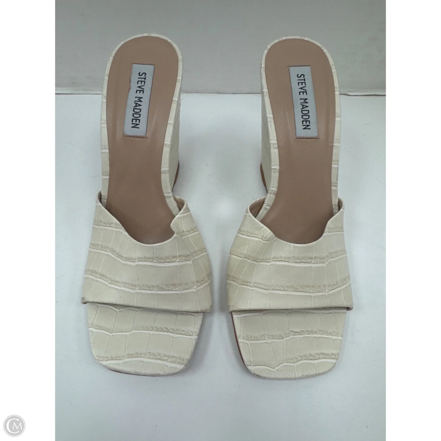 Sandals Heels Block By Steve Madden In Cream, Size: 8.5