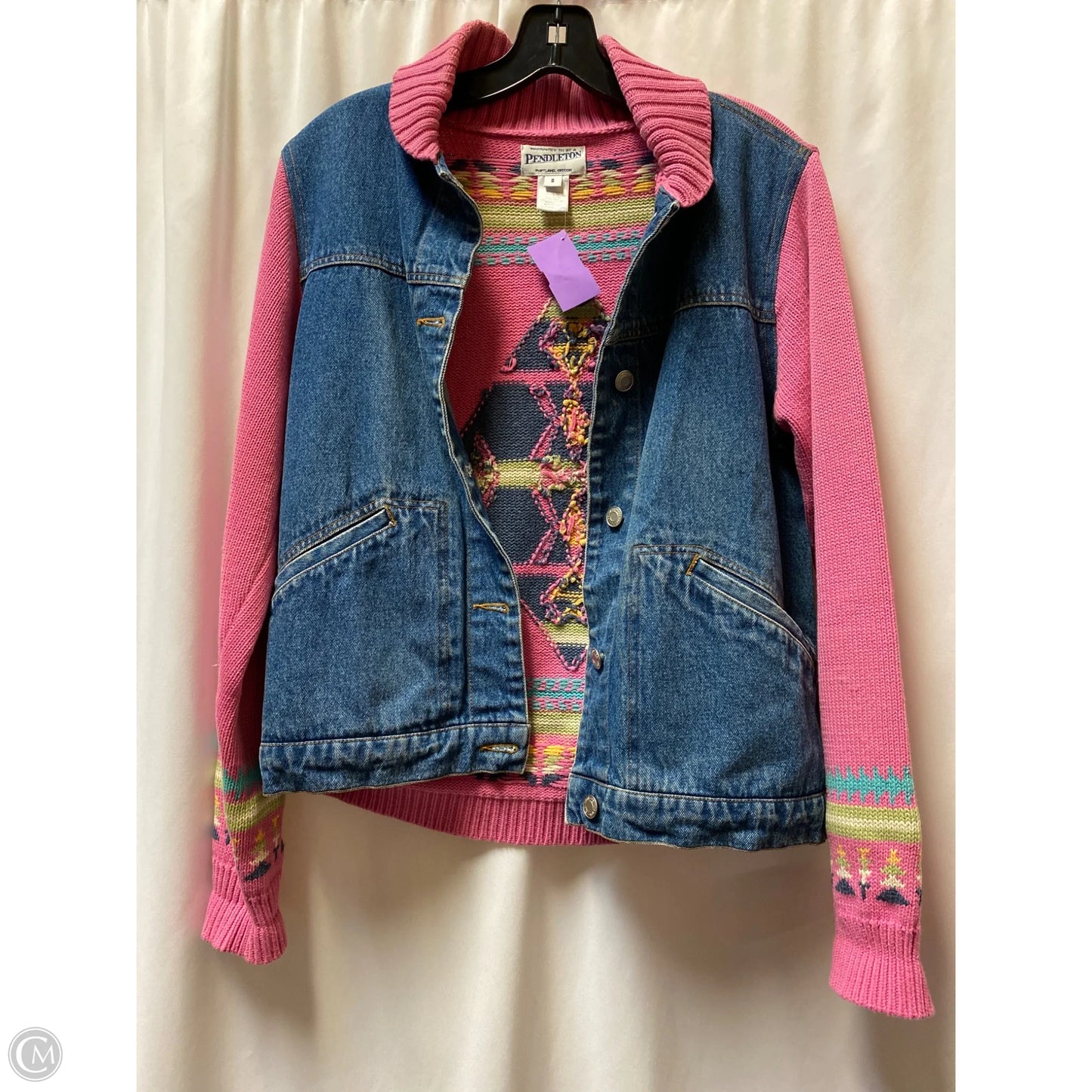 Jacket Denim By Pendleton In Pink, Size: S