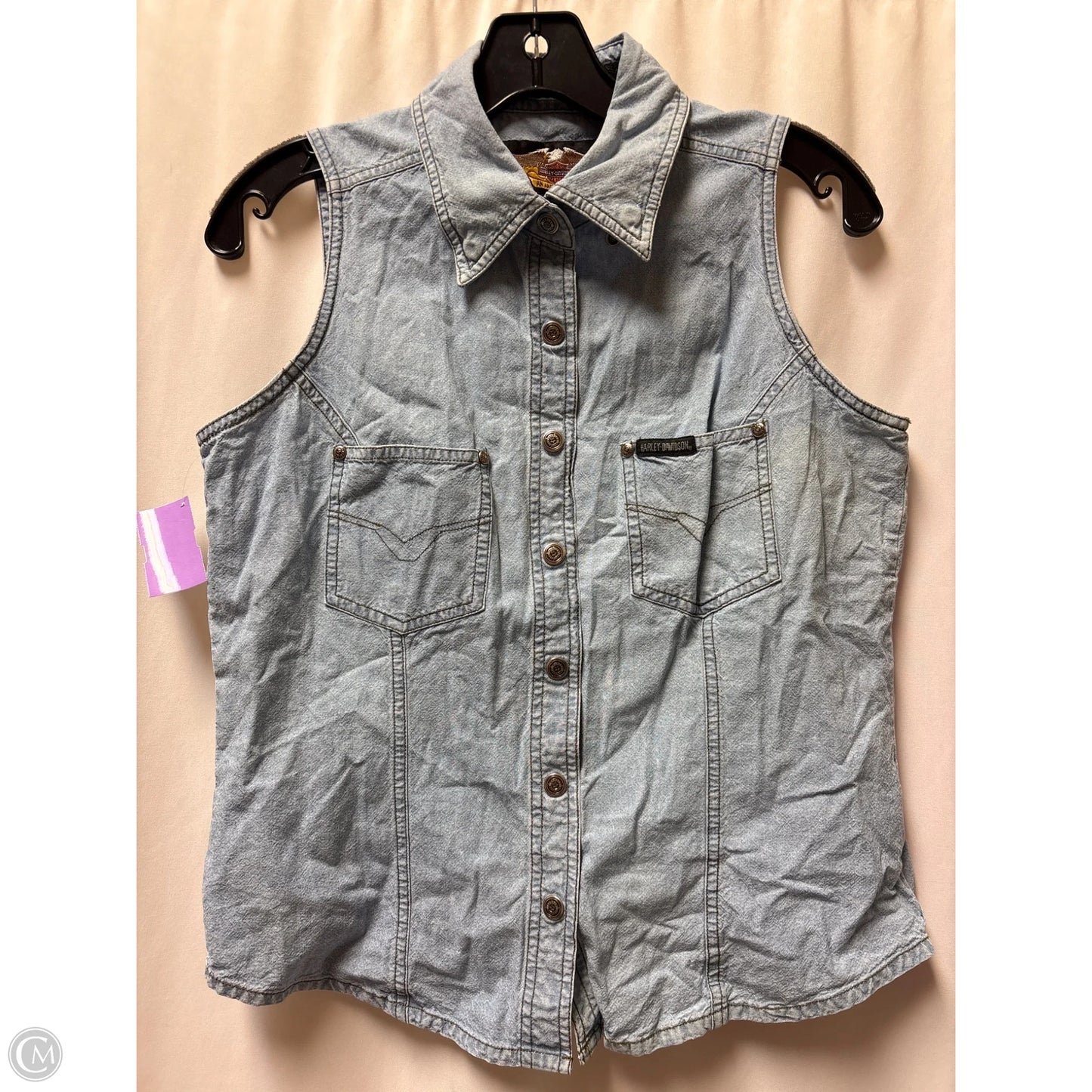 Top Sleeveless By Harley Davidson In Blue, Size: M