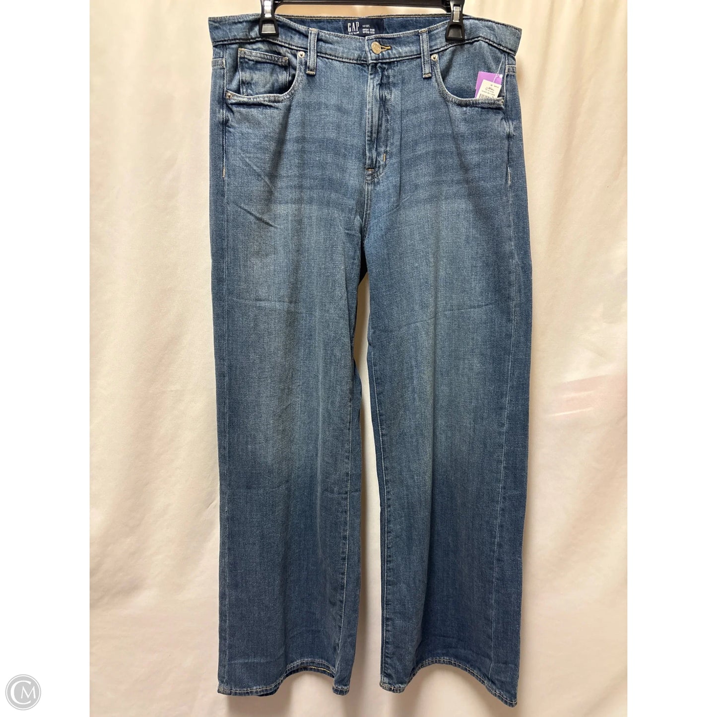 Jeans Wide Leg By Gap In Blue Denim, Size: 14