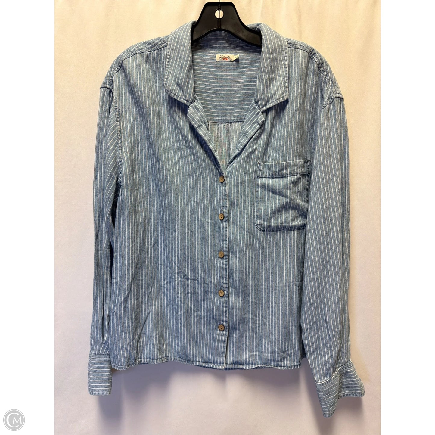 Top Long Sleeve By Faherty In Blue, Size: L