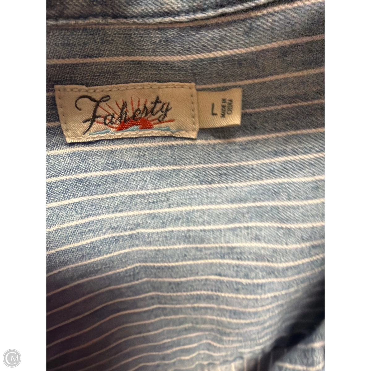 Top Long Sleeve By Faherty In Blue, Size: L