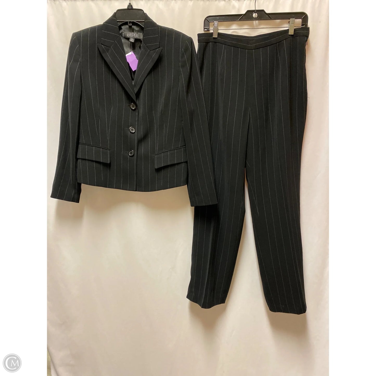 Pants Suit 2pc By Kasper In Black, Size: 10p