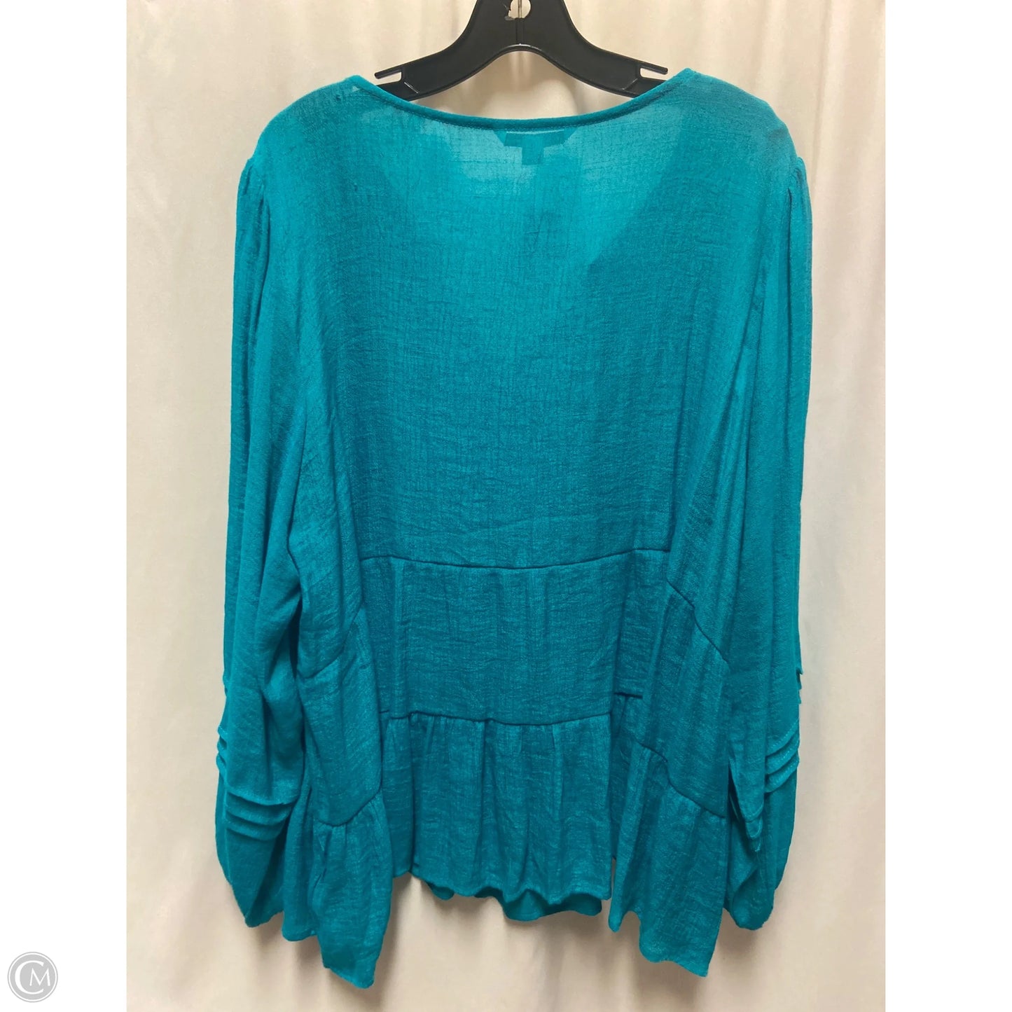 Top Long Sleeve By Zac And Rachel In Aqua, Size: 2x