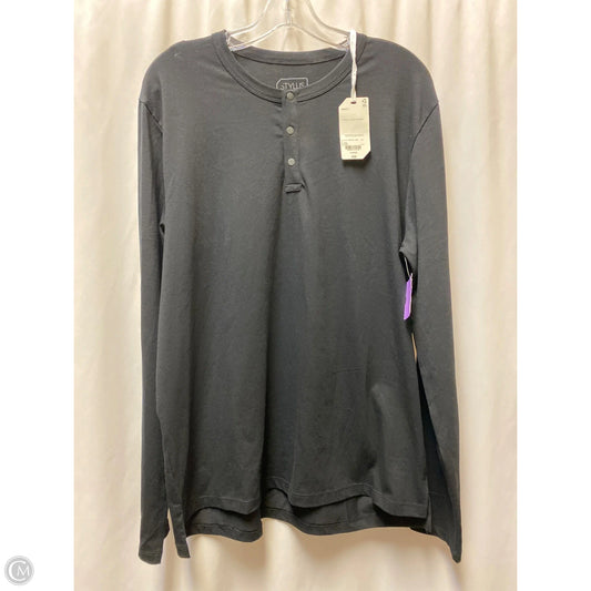 Top Long Sleeve By Stylus In Black, Size: L
