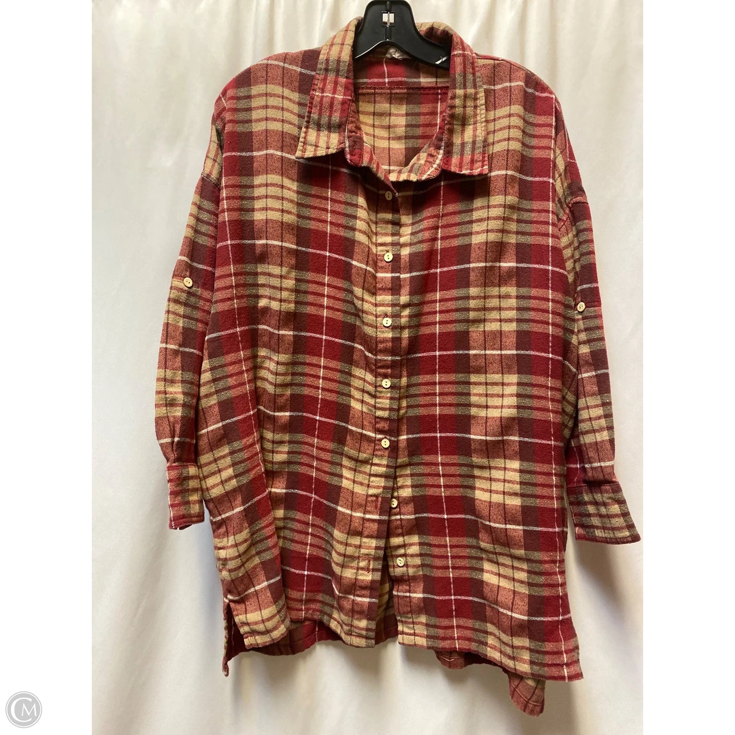 Top Long Sleeve By Peach Love Cream California In Red, Size: M