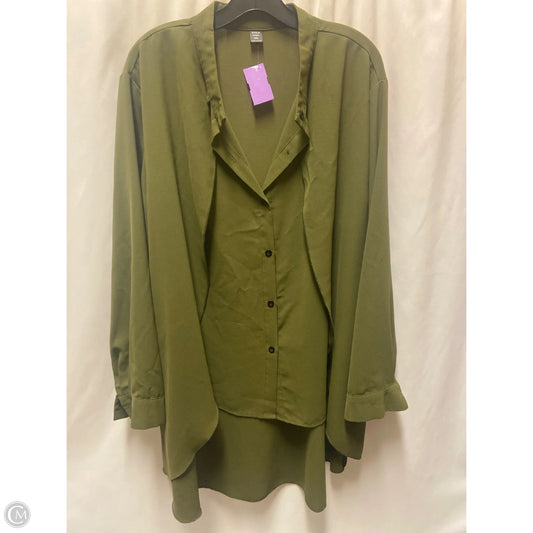 Top Long Sleeve By Shein In Green, Size: 4x