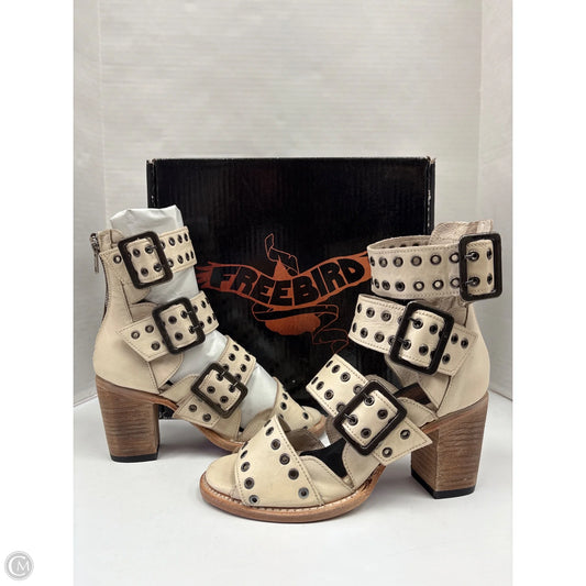 Sandals Heels Block By Freebird In Cream, Size: 9