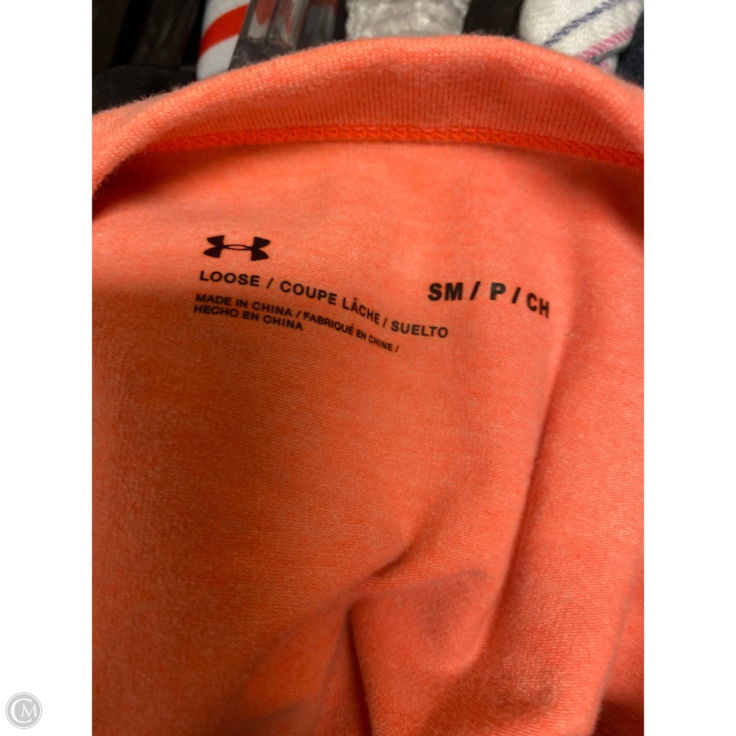 Athletic Top Long Sleeve Crewneck By Under Armour In Peach, Size: S