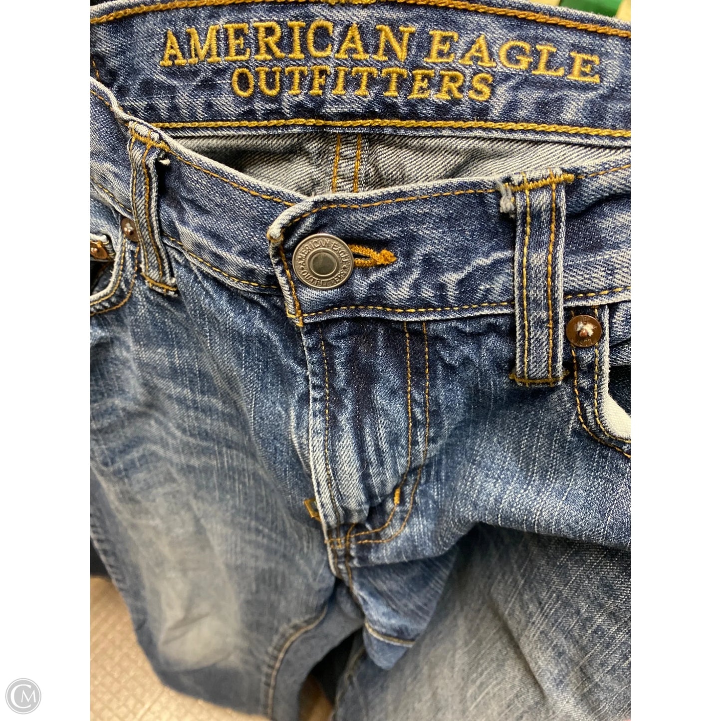 Jeans Straight By American Eagle In Blue Denim, Size: 10