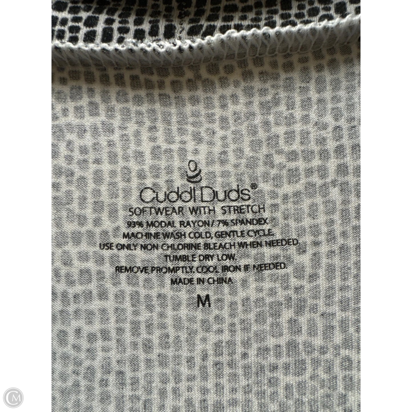 Top Long Sleeve By Cuddl Duds In Black & White, Size: M