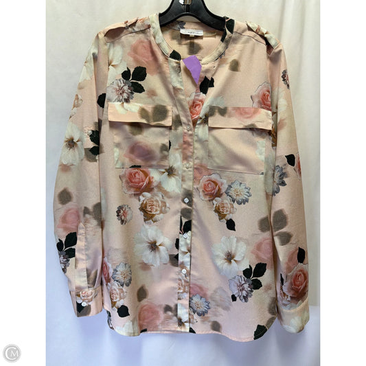 Top Long Sleeve By Calvin Klein In Peach, Size: S