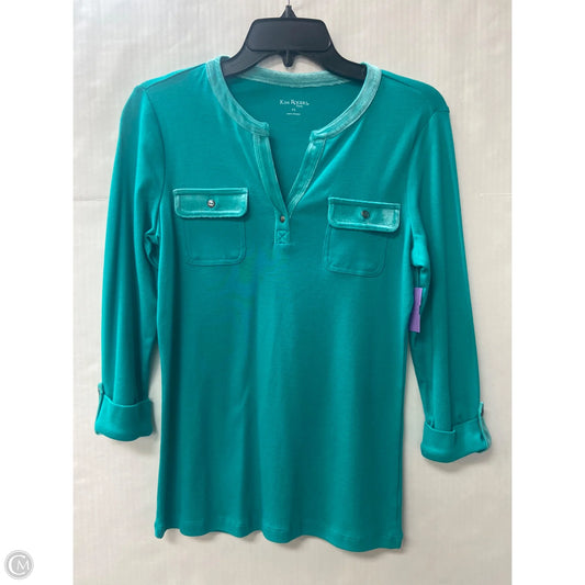 Top Long Sleeve By Kim Rogers In Teal, Size: Sp
