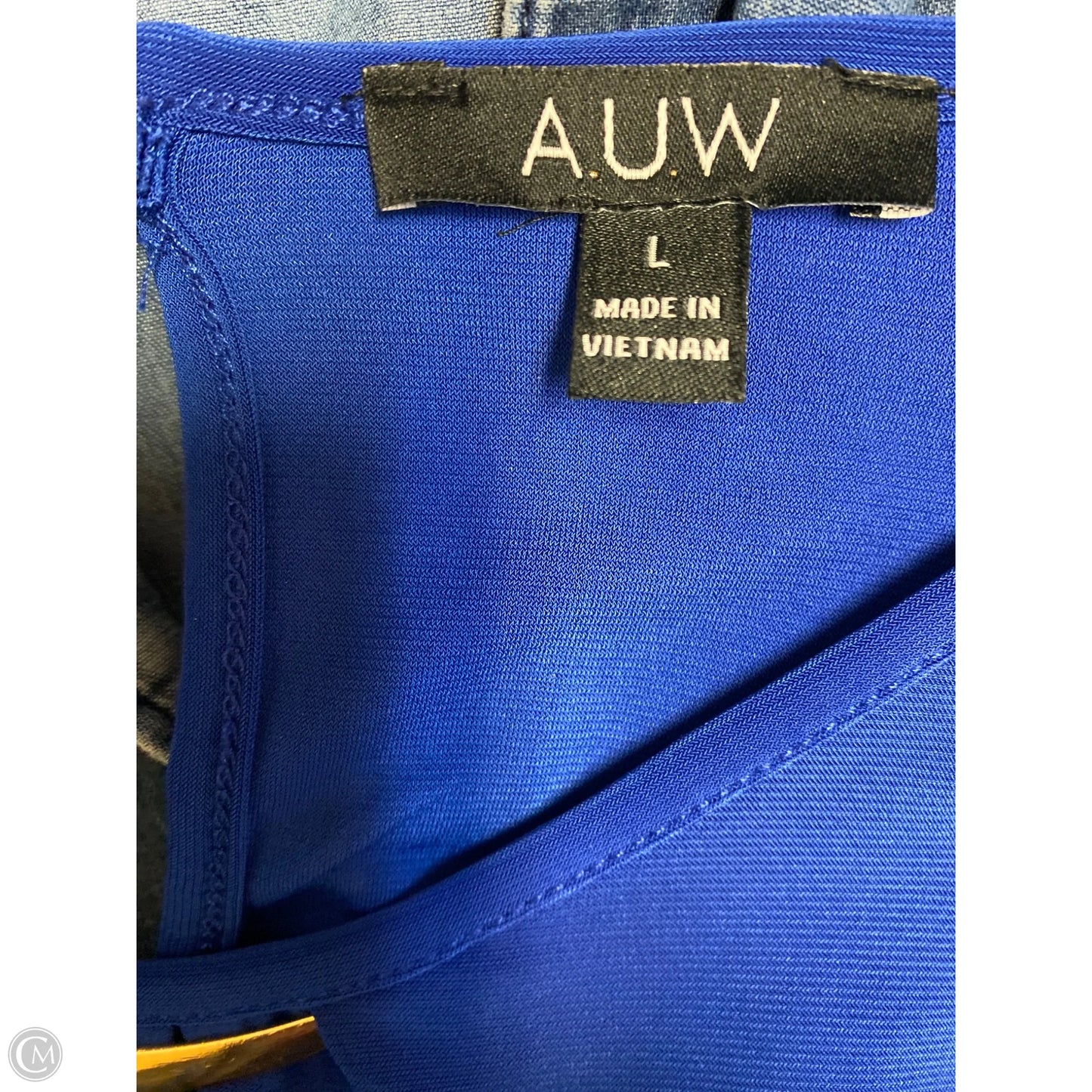 Top Short Sleeve By Auw In Blue, Size: L