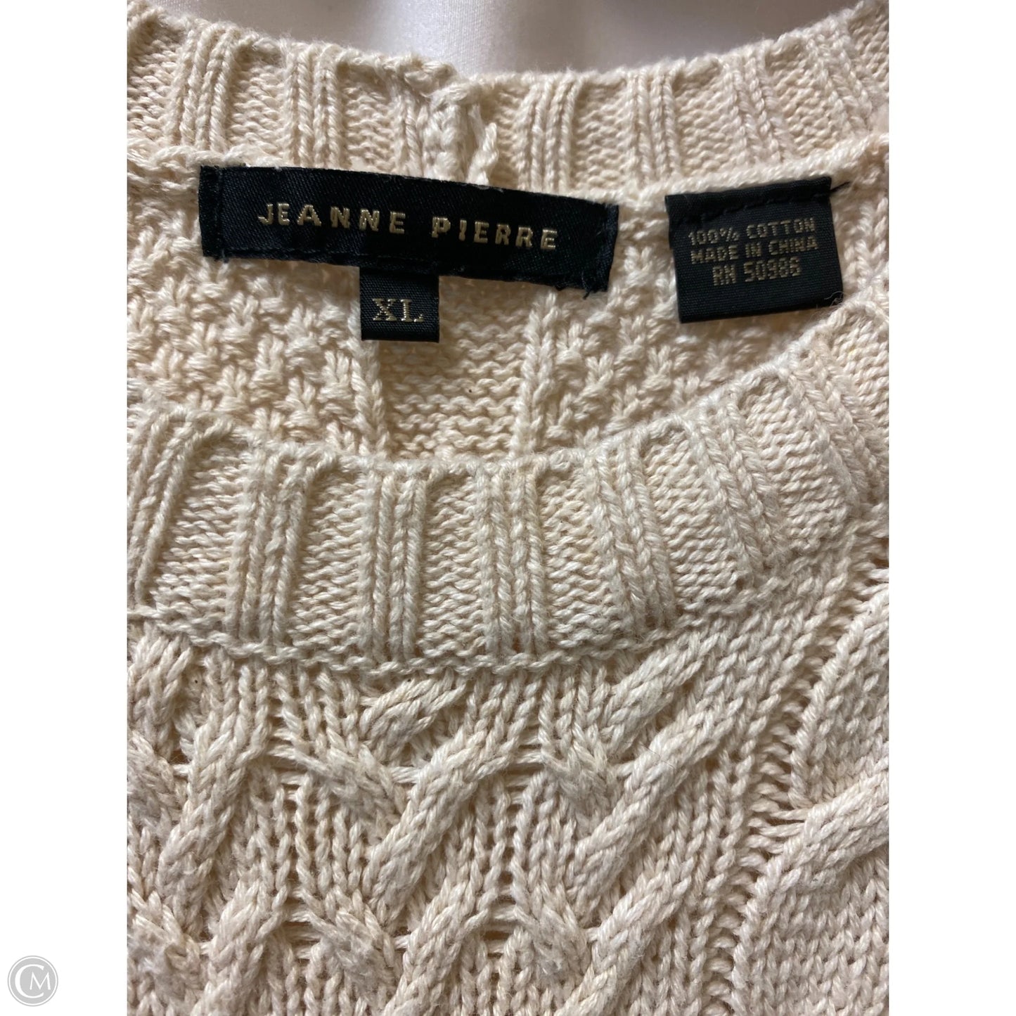 Sweater By Jeanne Pierre In Tan, Size: Xl